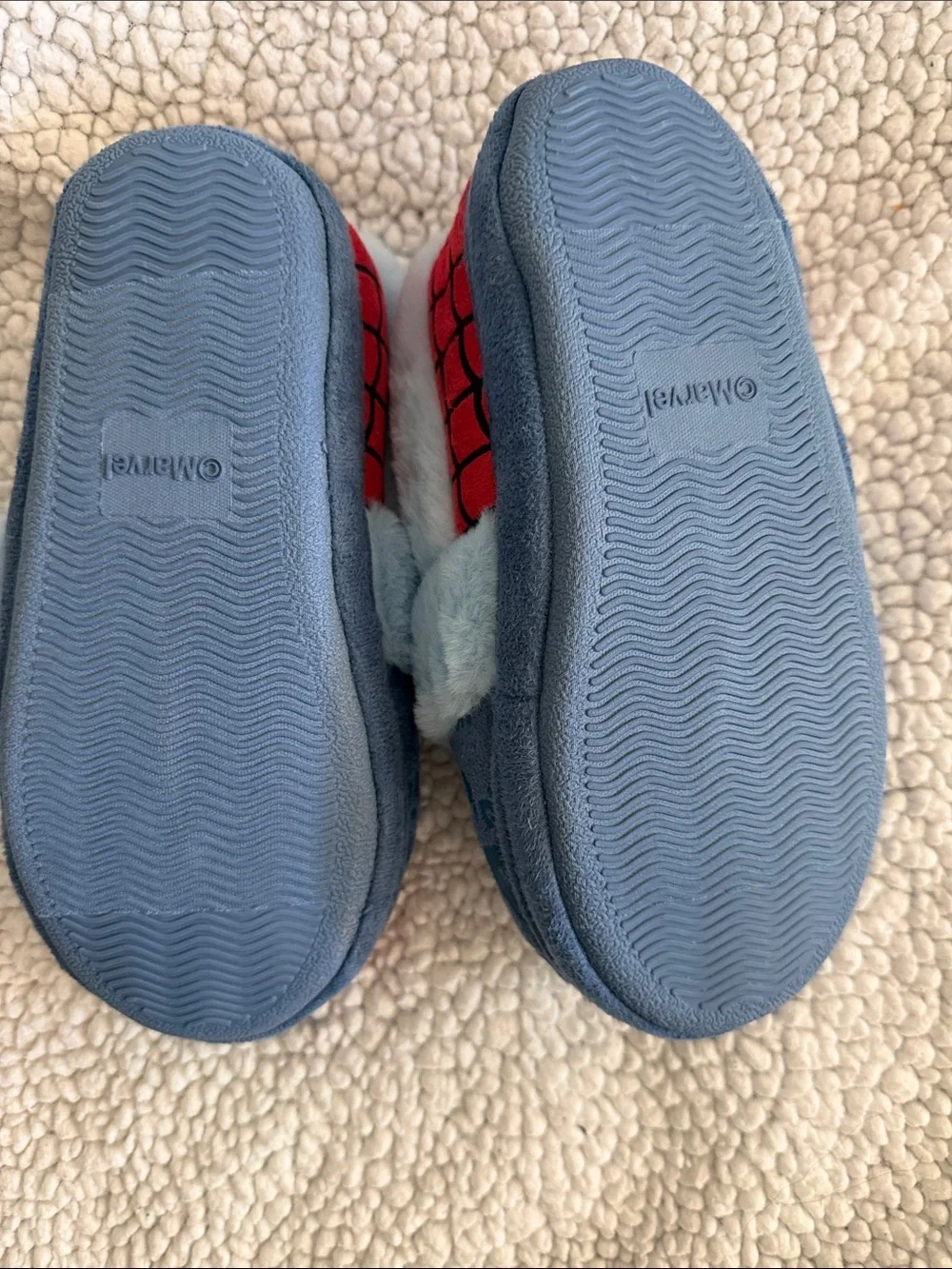 Kids Light Blue Spider-Man Plush Slip-On One Piece Slippers size 2/3